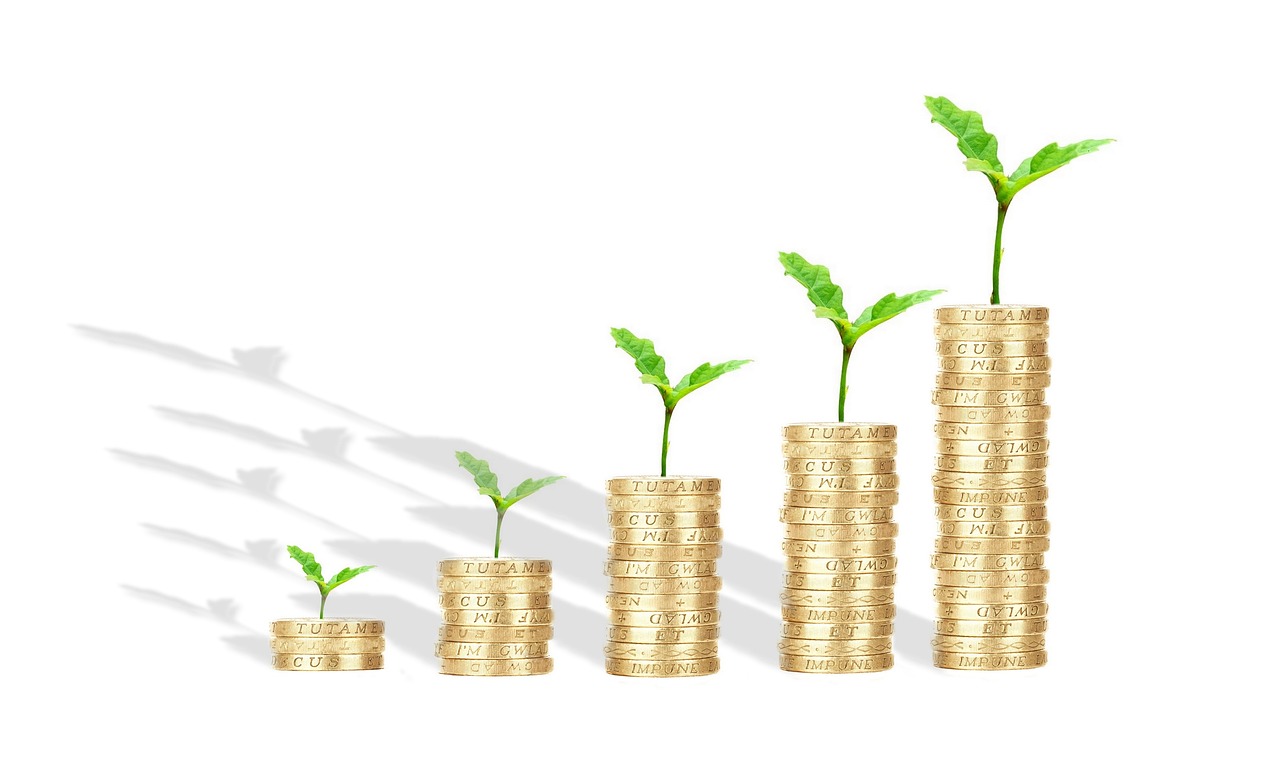 interests, investment, growing, money, coins, stack, pile, gold, profit, loan, credit, wealth, asset