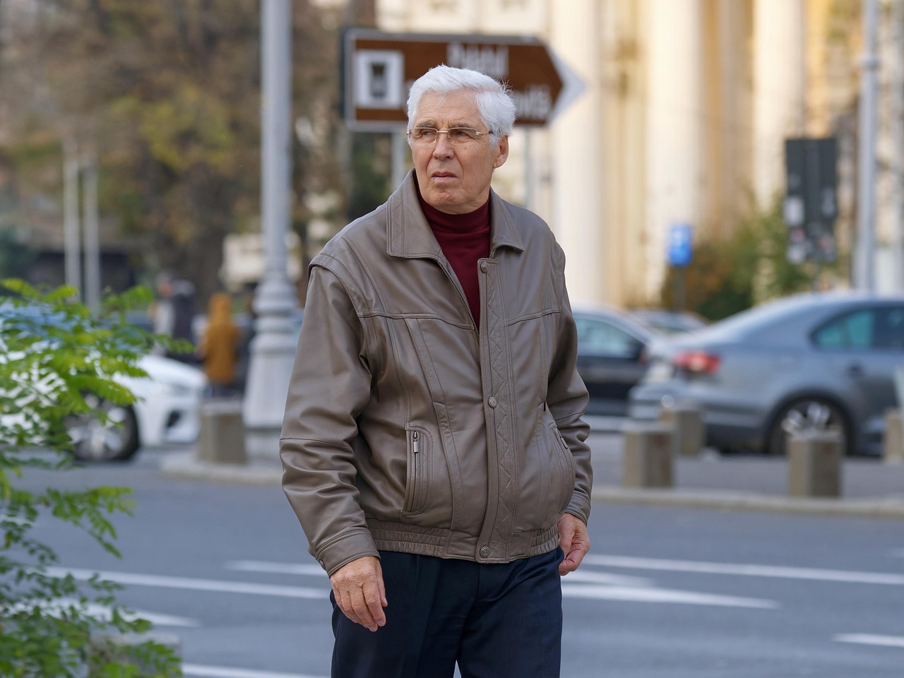 man, elderly, jacket, street, urban, cars, elderly, elderly, elderly, elderly, elderly, jacket